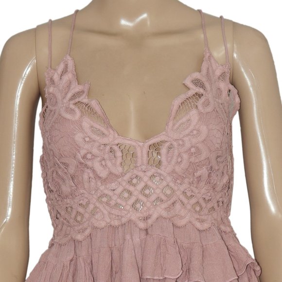Free People Adella Cami Mauve Lace Ruffled Tank Top XS - Picture 8 of 10
